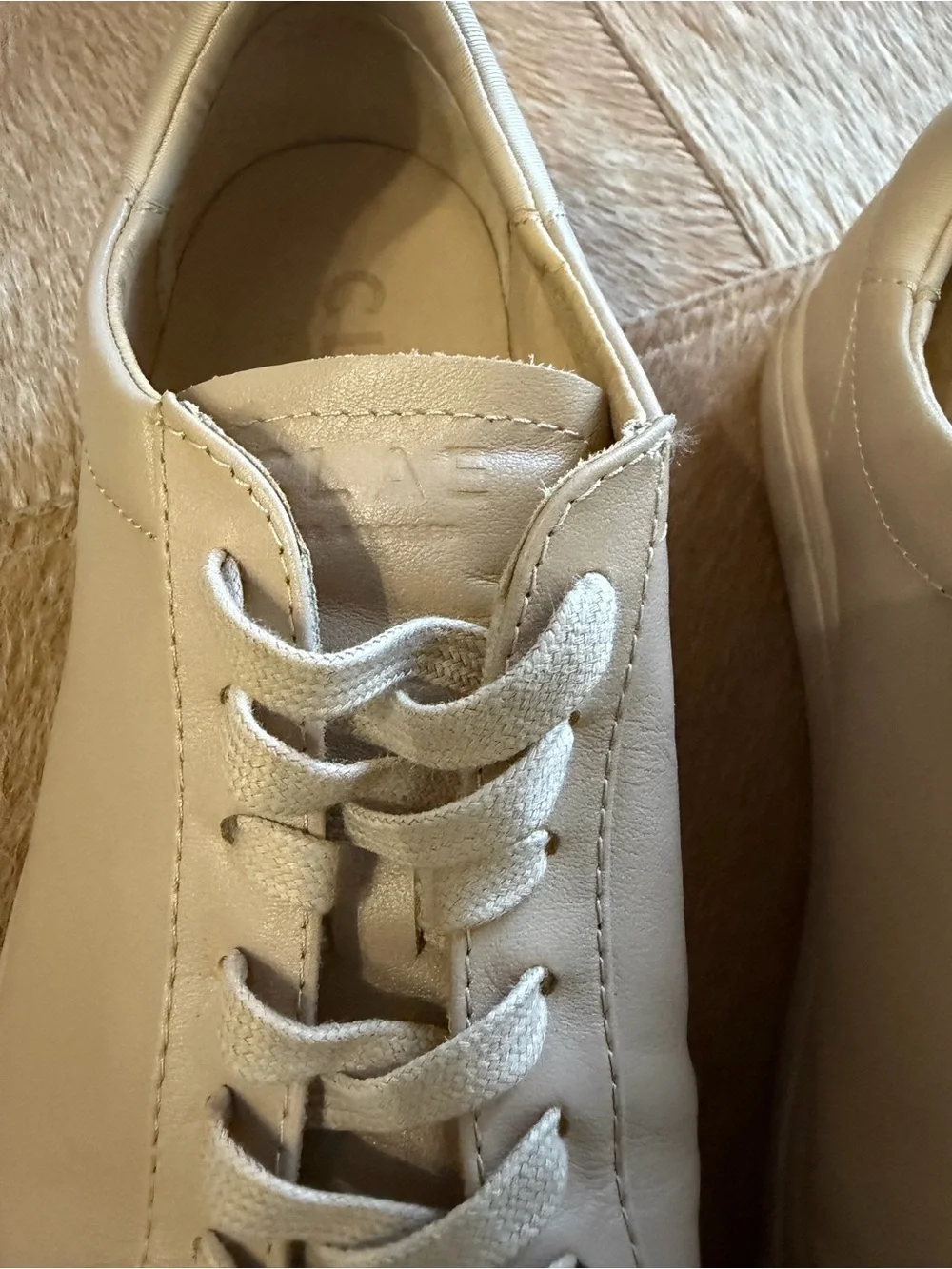 Clae Men's Cream Leather Low-Top Sneakers